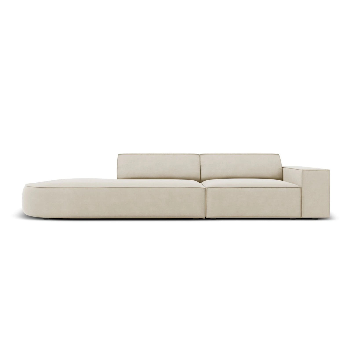 Jodie 3-Sitzer Sofa, Linke Seite offen, rund, aus Samt (Blu30) in Dunkelbeige, 262x102 cm – Bild 1