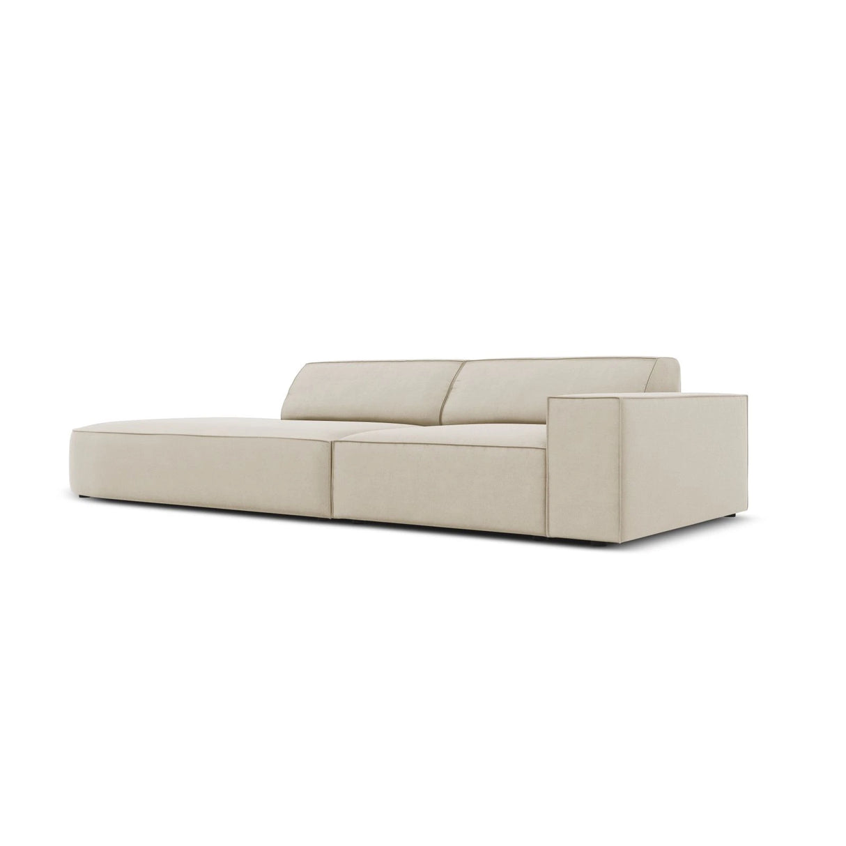 Jodie 3-Sitzer Sofa, Linke Seite offen, rund, aus Samt (Blu30) in Dunkelbeige, 262x102 cm – Bild 4