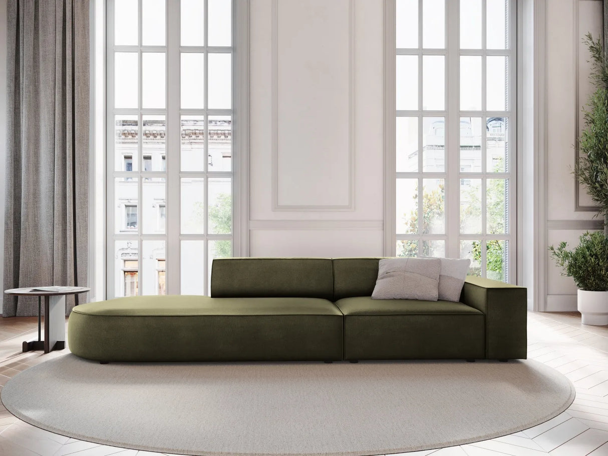 Jodie 3-Sitzer Sofa, Linke Seite offen, rund, aus Samt (Blu77) in Grün, 262x102 cm – Bild 2