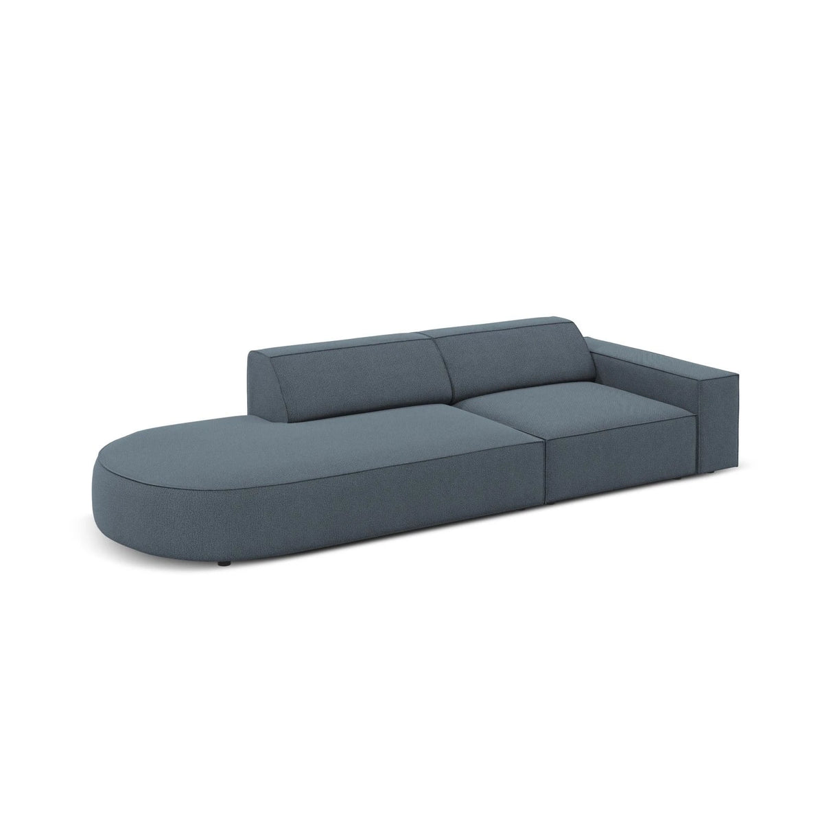 Jodie 3-Sitzer Sofa, Linke Seite offen, rund, aus Strukturierter Stoff (Meg361) in Blau, 262x102 cm – Bild 3