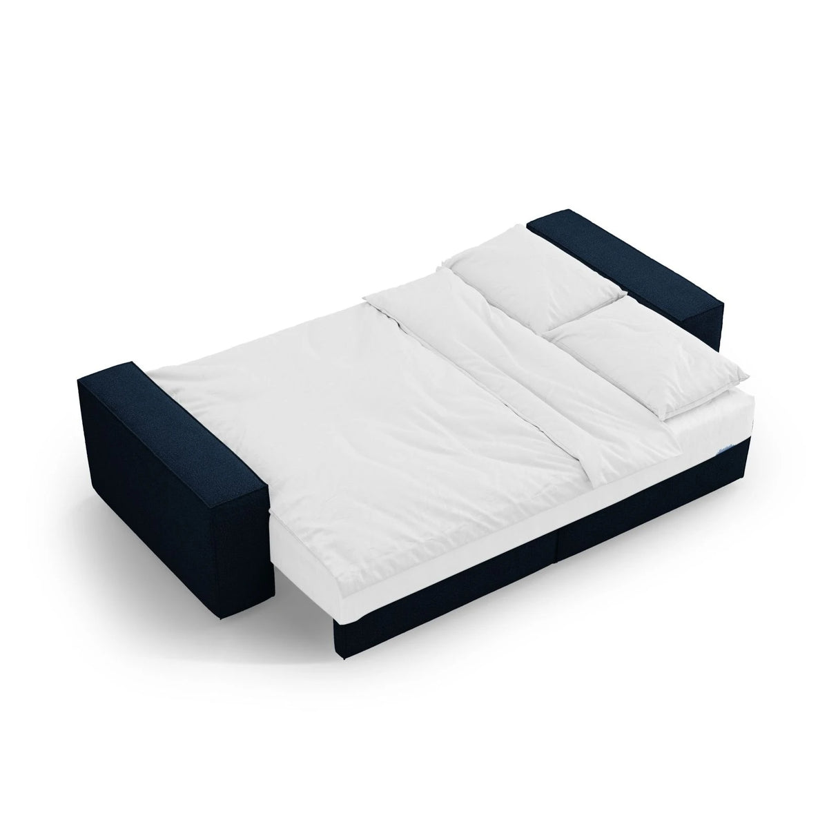 Jodie 3-Sitzer Sofa mit Schlaffunktion und Bettkasten, ausklappbar, aus Boucle (Bal2088) in Dunkelblau, 247x107 cm – Bild 7