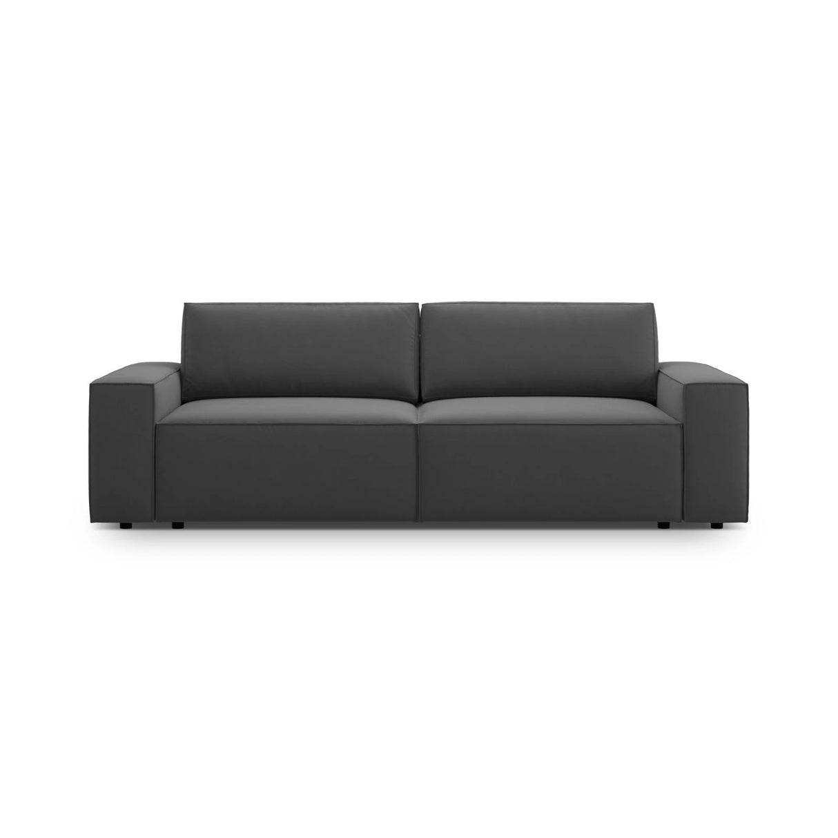 Jodie 3-Sitzer Sofa mit Schlaffunktion und Bettkasten, ausklappbar, aus Samt (Blu14) in Grau, 247x107 cm – Bild 1