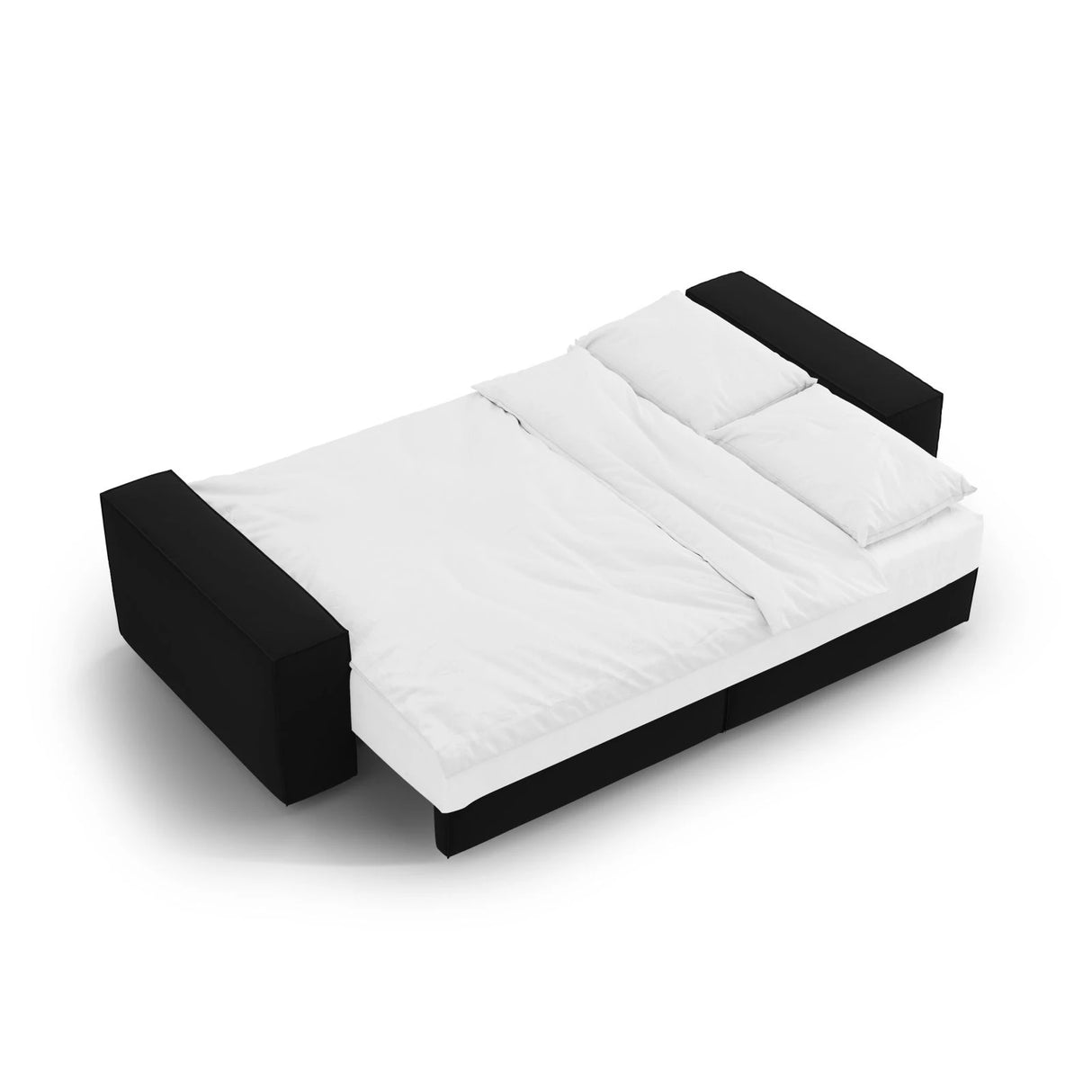 Jodie 3-Sitzer Sofa mit Schlaffunktion und Bettkasten, ausklappbar, aus Samt (Blu19) in Schwarz, 247x107 cm – Bild 7