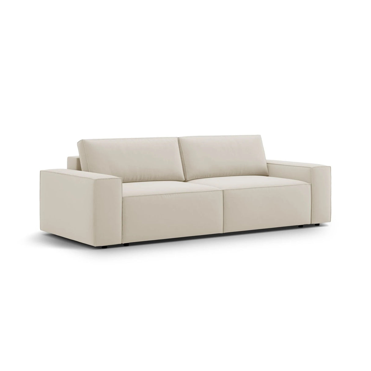 Jodie 3-Sitzer Sofa mit Schlaffunktion und Bettkasten, ausklappbar, aus Samt (Blu30) in Dunkelbeige, 247x107 cm – Bild 5