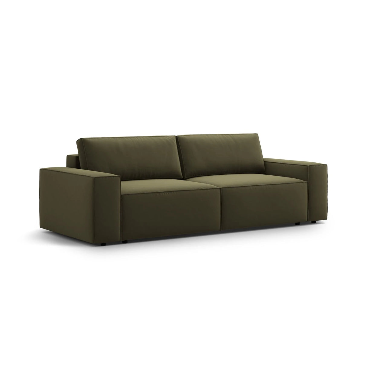 Jodie 3-Sitzer Sofa mit Schlaffunktion und Bettkasten, ausklappbar, aus Samt (Blu77) in Grün, 247x107 cm – Bild 4