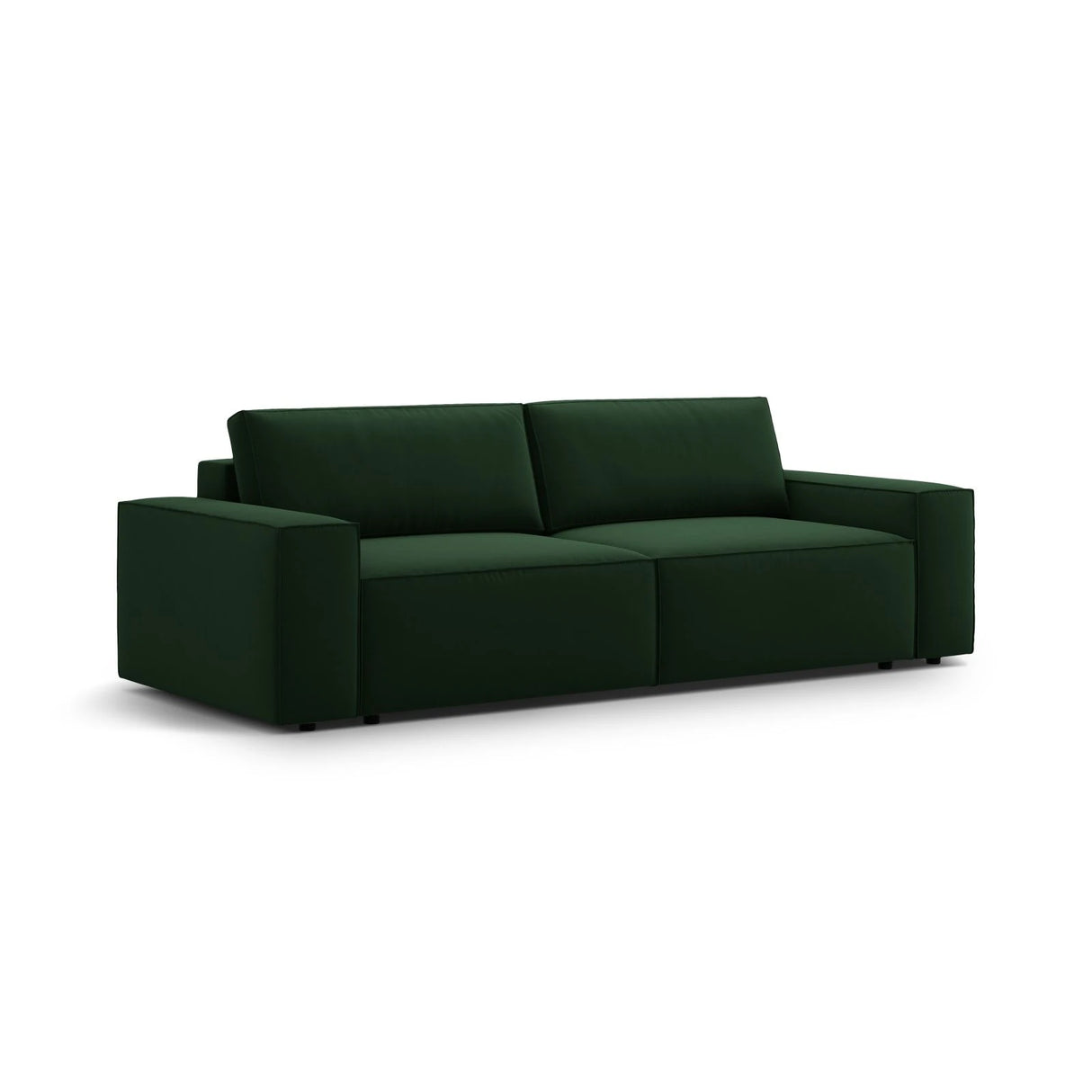Jodie 3-Sitzer Sofa mit Schlaffunktion und Bettkasten, ausklappbar, aus Samt (Blu78) in Flaschengrün, 247x107 cm – Bild 4