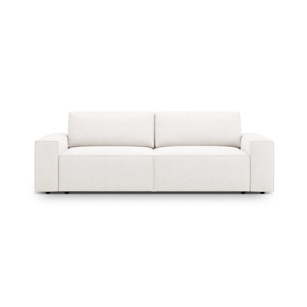 Jodie 3-Sitzer Sofa mit Schlaffunktion und Bettkasten, ausklappbar, aus Samt, Boucle oder Strukturstoff, 247x107 cm – Bild 1