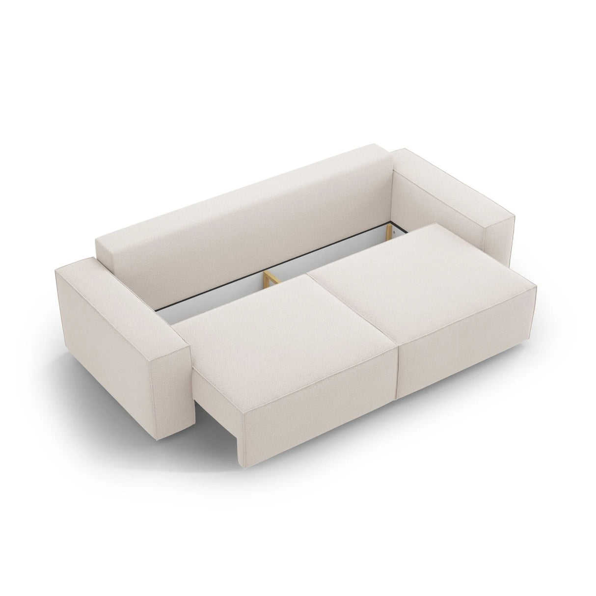 Jodie 3-Sitzer Sofa mit Schlaffunktion und Bettkasten, ausklappbar, aus Strukturierter Stoff (Meg351) in Leichtes Beige, 247x107 cm – Bild 6