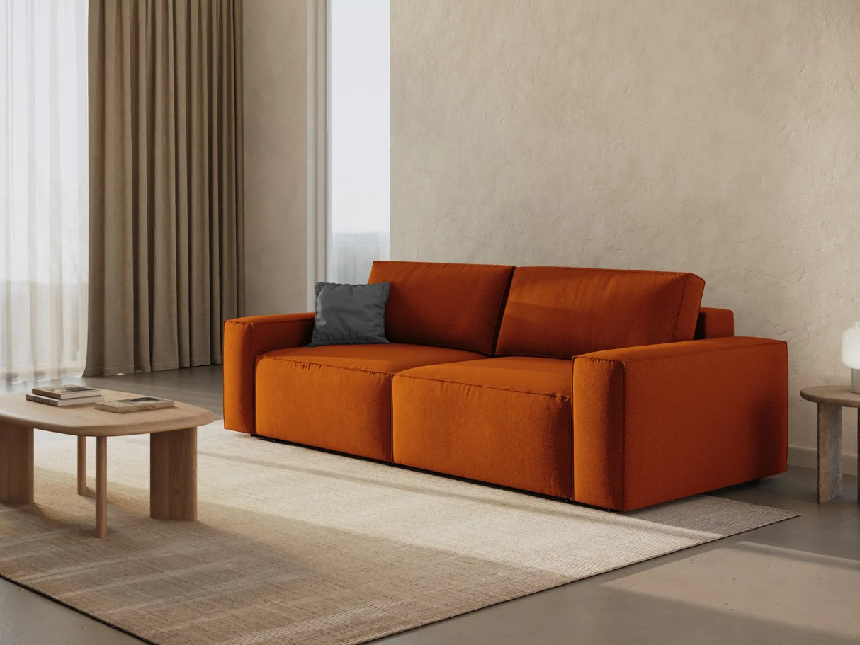 Jodie 3-Sitzer Sofa mit Schlaffunktion und Bettkasten, ausklappbar, aus Strukturierter Stoff (Meg357) in Terrakotta, 247x107 cm – Bild 2
