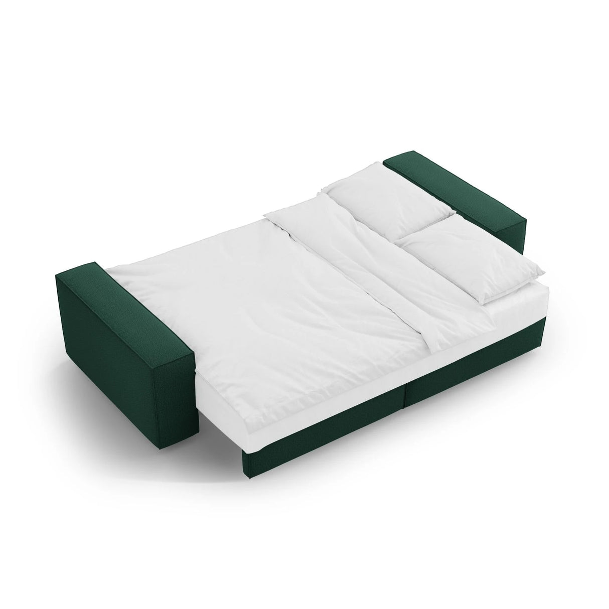 Jodie 3-Sitzer Sofa mit Schlaffunktion und Bettkasten, ausklappbar, aus Strukturierter Stoff (Meg359) in Grün, 247x107 cm – Bild 7