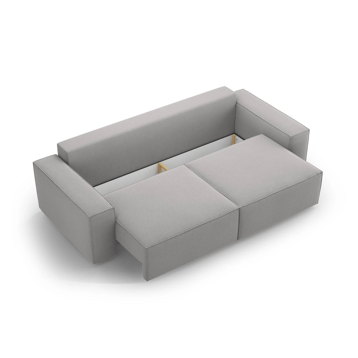 Jodie 3-Sitzer Sofa mit Schlaffunktion und Bettkasten, ausklappbar, aus Strukturierter Stoff (Meg363) in Hellgrau, 247x107 cm – Bild 6