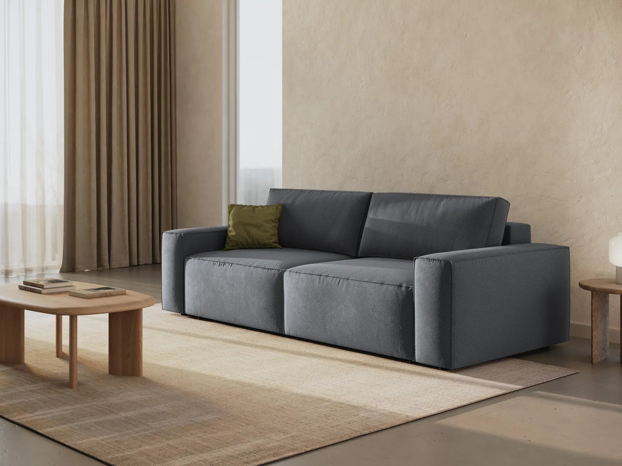 Jodie 3-Sitzer Sofa mit Schlaffunktion und Bettkasten, ausklappbar, aus Strukturierter Stoff (Meg367) in Dunkelgrau, 247x107 cm – Bild 2