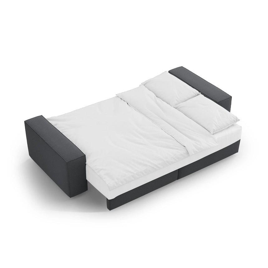 Jodie 3-Sitzer Sofa mit Schlaffunktion und Bettkasten, ausklappbar, aus Strukturierter Stoff (Meg367) in Dunkelgrau, 247x107 cm – Bild 7