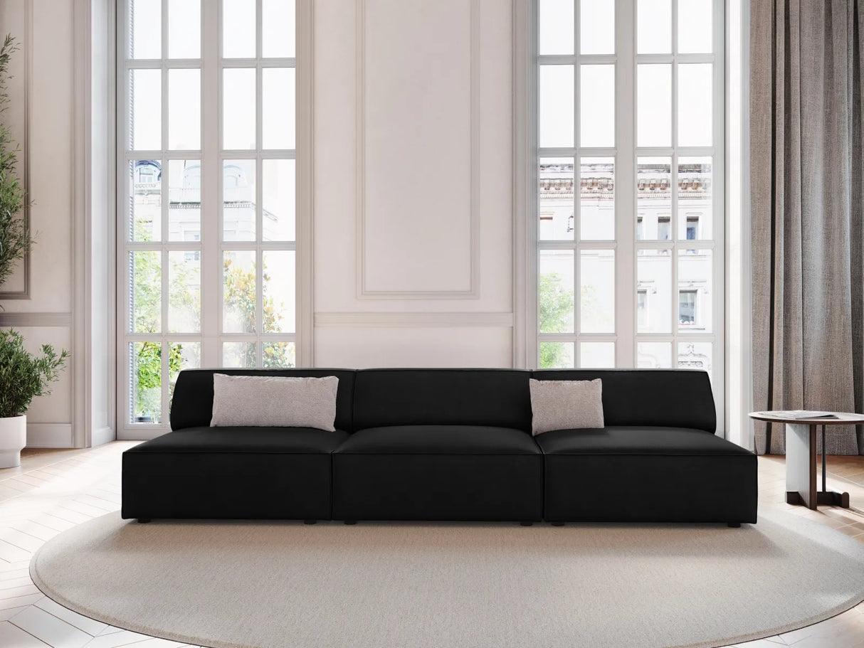 Jodie 3-Sitzer Sofa ohne Armlehnen 240x102 cm aus Samt (Blu19) in Schwarz – Bild 7