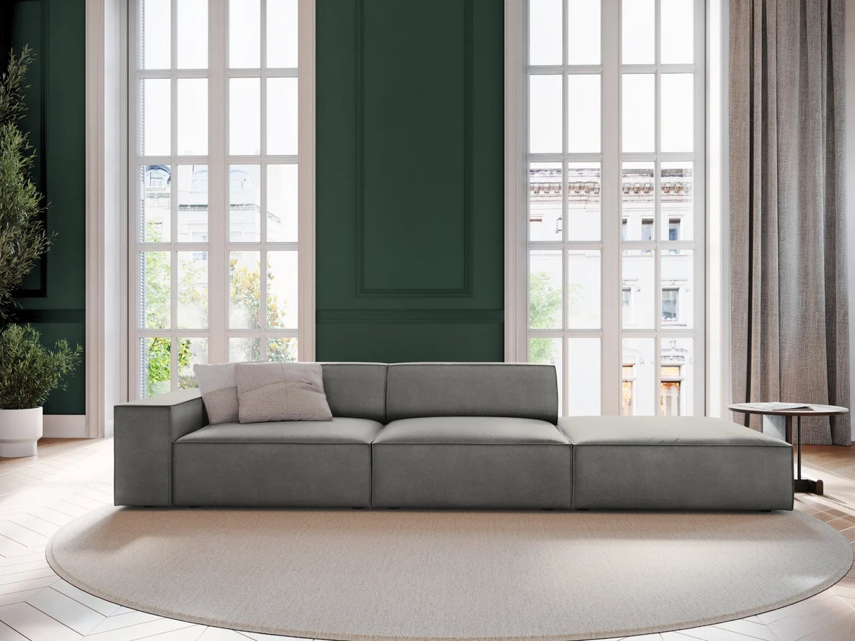 Jodie 3-Sitzer Sofa, Rechte Seite offen, eckig, aus Samt (Blu13) in Hellgrau, 262x102 cm – Bild 2