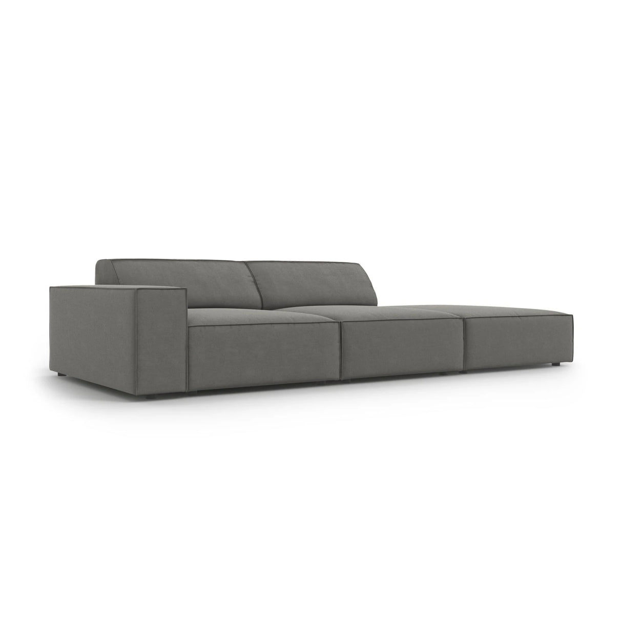 Jodie 3-Sitzer Sofa, Rechte Seite offen, eckig, aus Samt (Blu13) in Hellgrau, 262x102 cm – Bild 5