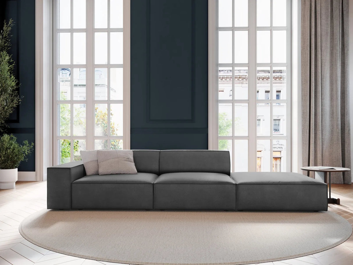 Jodie 3-Sitzer Sofa, Rechte Seite offen, eckig, aus Samt (Blu14) in Grau, 262x102 cm – Bild 2