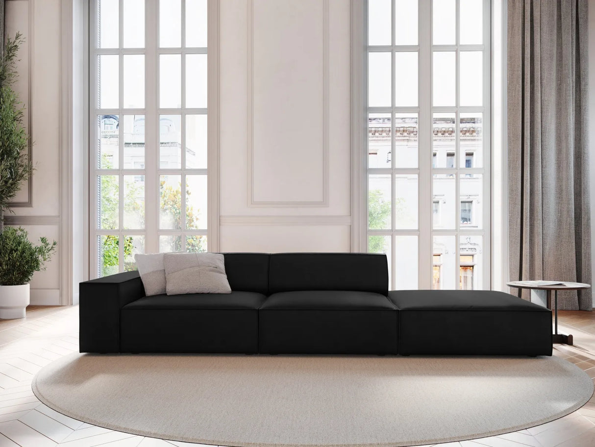 Jodie 3-Sitzer Sofa, Rechte Seite offen, eckig, aus Samt (Blu19) in Schwarz, 262x102 cm – Bild 2