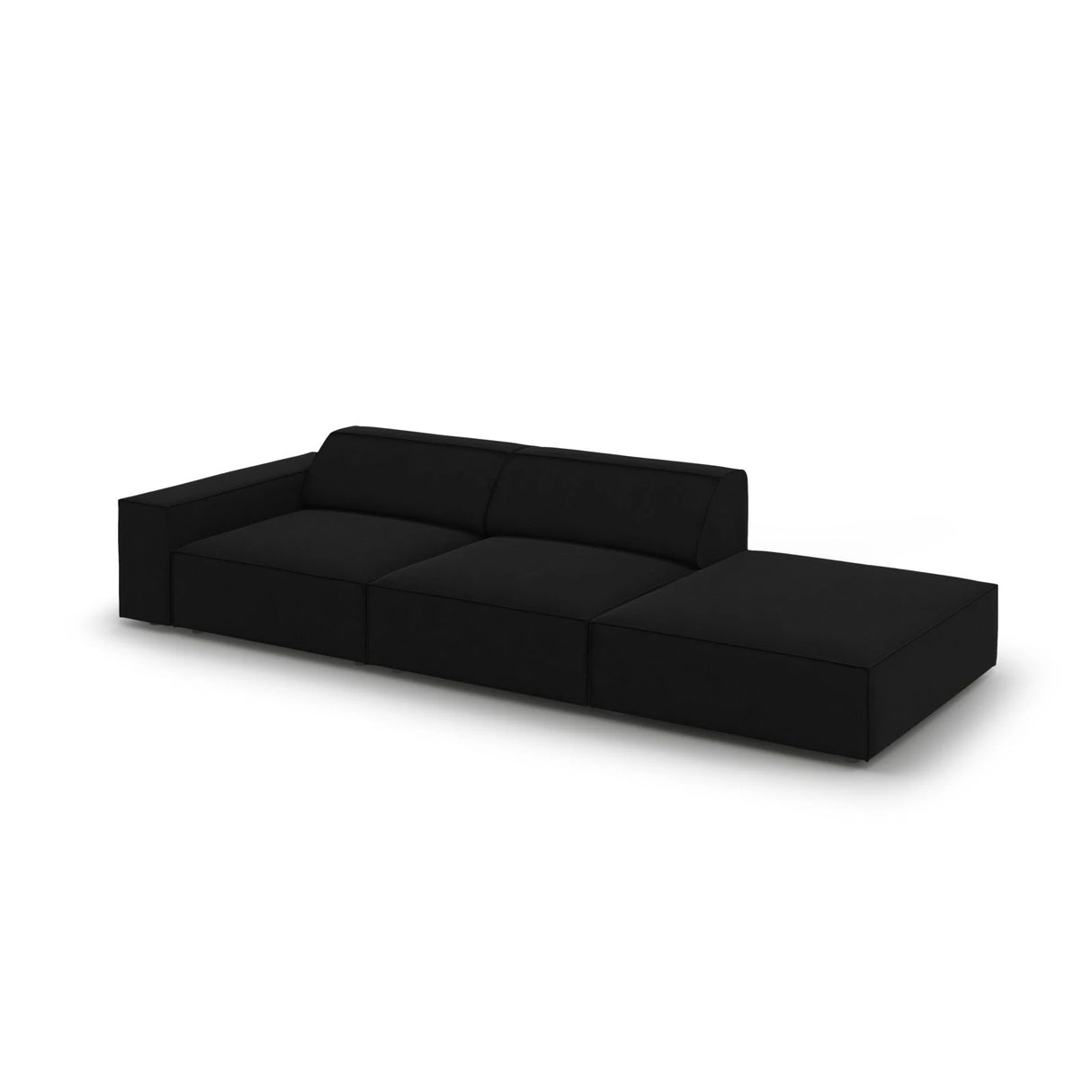 Jodie 3-Sitzer Sofa, Rechte Seite offen, eckig, aus Samt (Blu19) in Schwarz, 262x102 cm – Bild 4