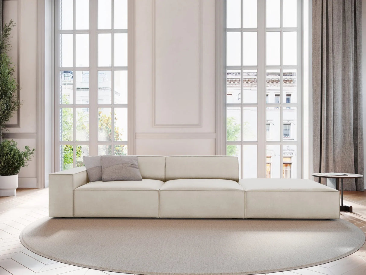 Jodie 3-Sitzer Sofa, Rechte Seite offen, eckig, aus Samt (Blu30) in Dunkelbeige, 262x102 cm – Bild 2