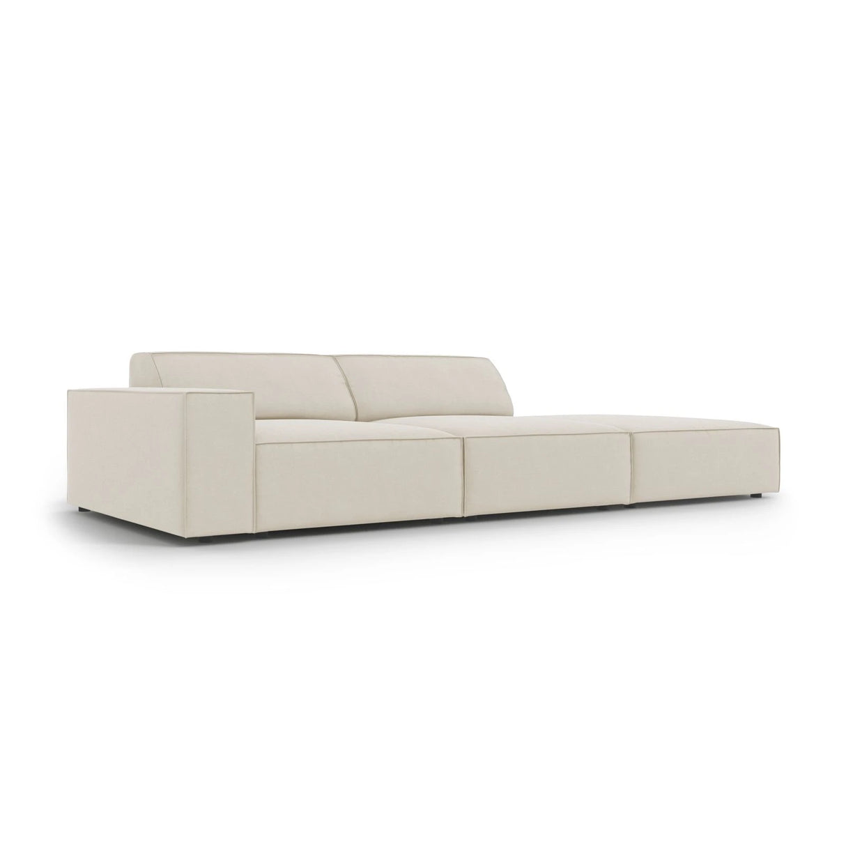 Jodie 3-Sitzer Sofa, Rechte Seite offen, eckig, aus Samt (Blu30) in Dunkelbeige, 262x102 cm – Bild 5