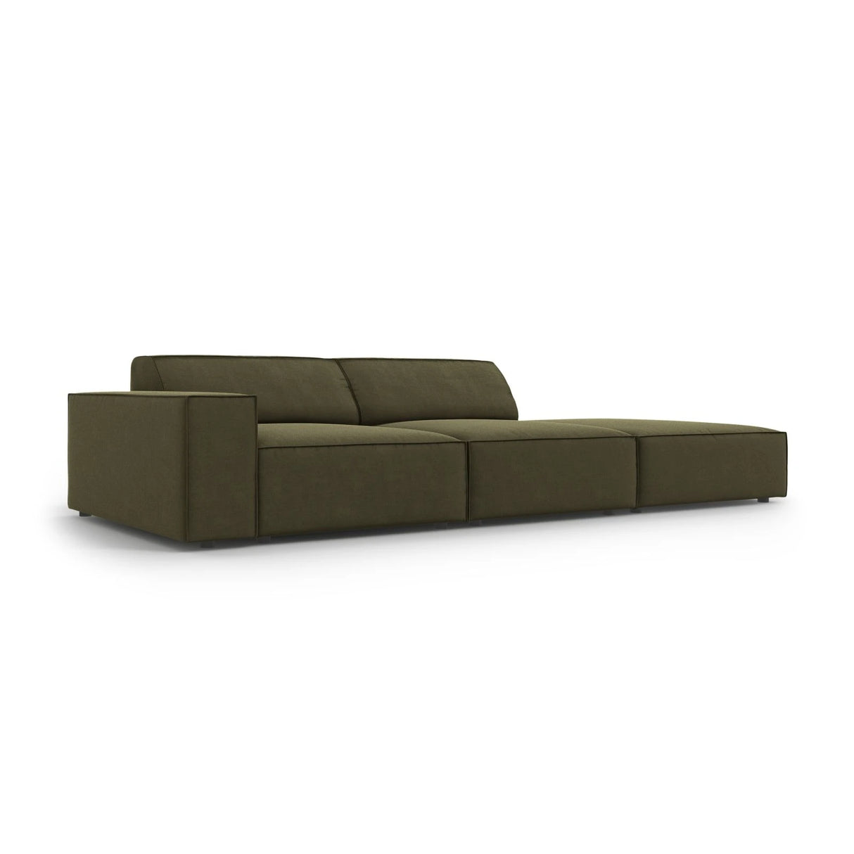 Jodie 3-Sitzer Sofa, Rechte Seite offen, eckig, aus Samt (Blu77) in Grün, 262x102 cm – Bild 5