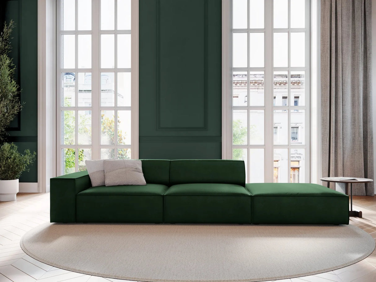 Jodie 3-Sitzer Sofa, Rechte Seite offen, eckig, aus Samt (Blu78) in Flaschengrün, 262x102 cm – Bild 2