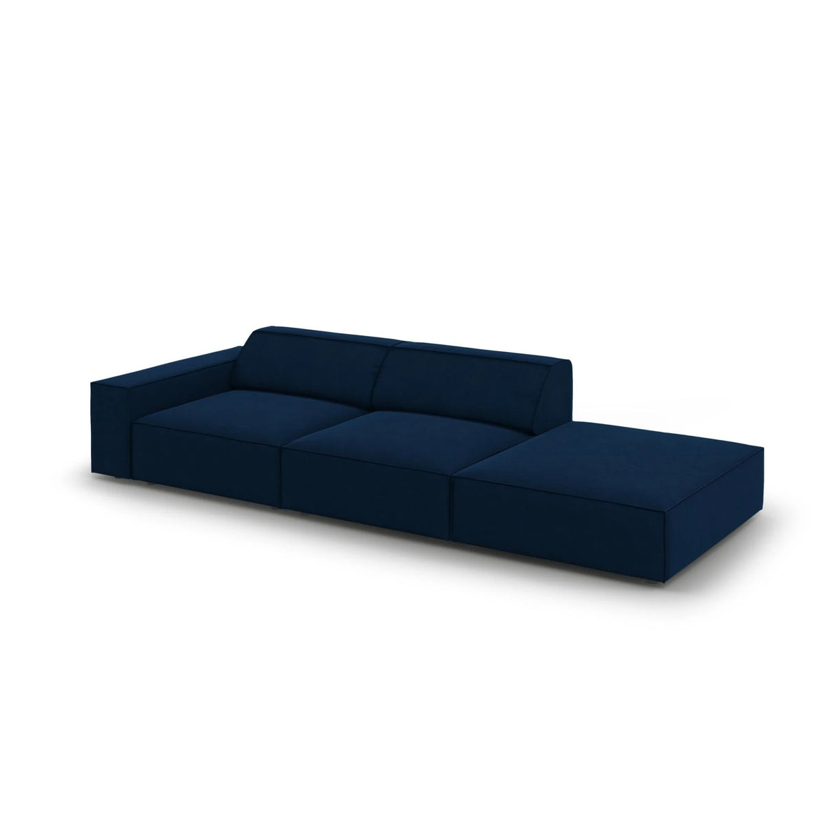 Jodie 3-Sitzer Sofa, Rechte Seite offen, eckig, aus Samt (Blu86) in Königsblau, 262x102 cm – Bild 4