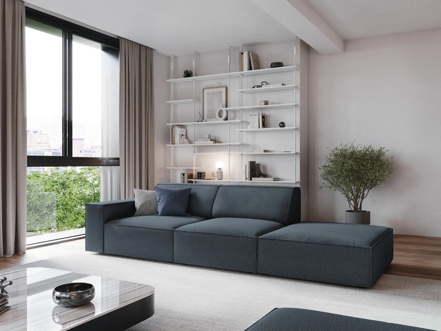 Jodie 3-Sitzer Sofa, Rechte Seite offen, eckig, aus Strukturierter Stoff (Meg361) in Blau, 262x102 cm – Bild 2