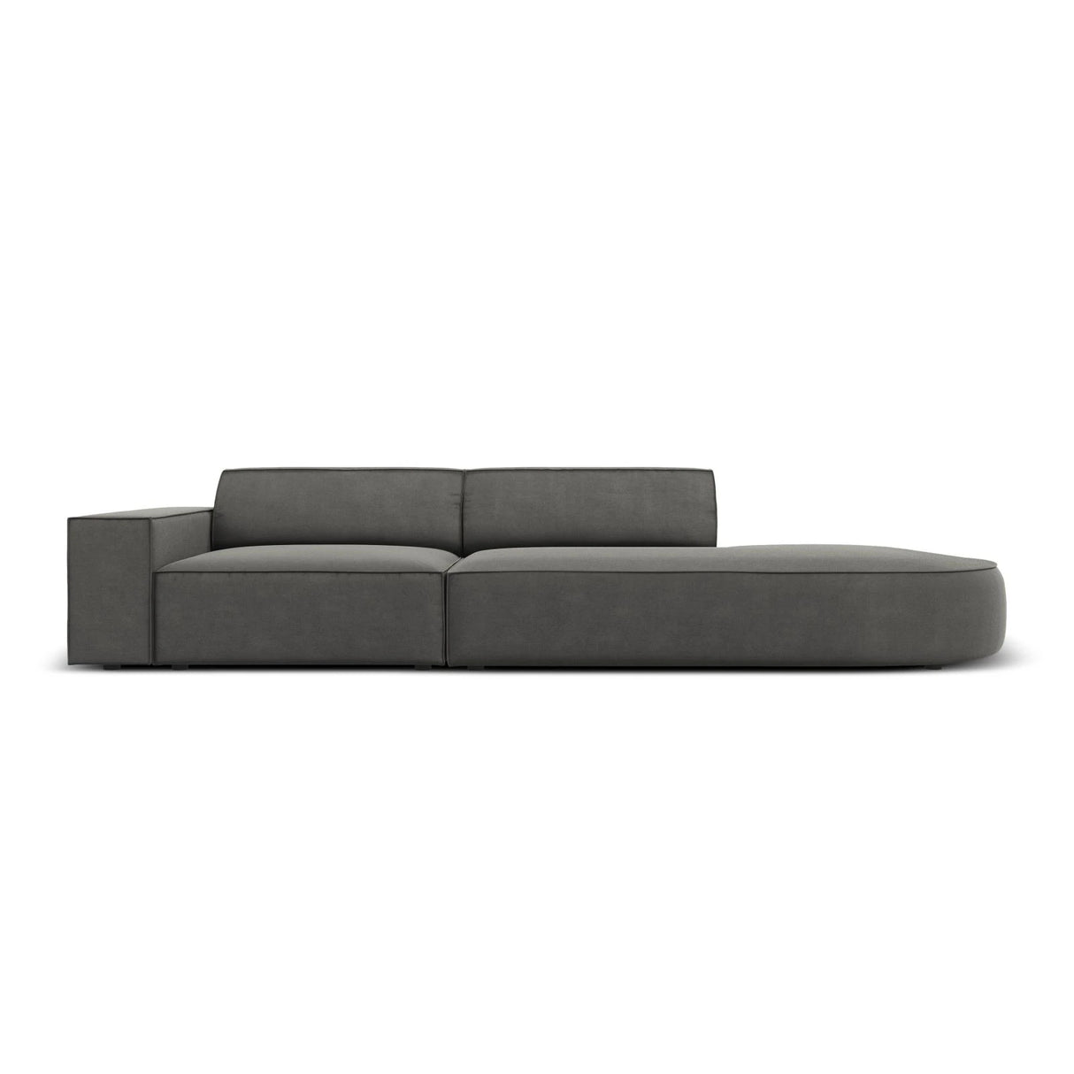 Jodie 3-Sitzer Sofa, Rechte Seite offen, rund, aus Samt (Blu13) in Hellgrau, 262x102 cm – Bild 1