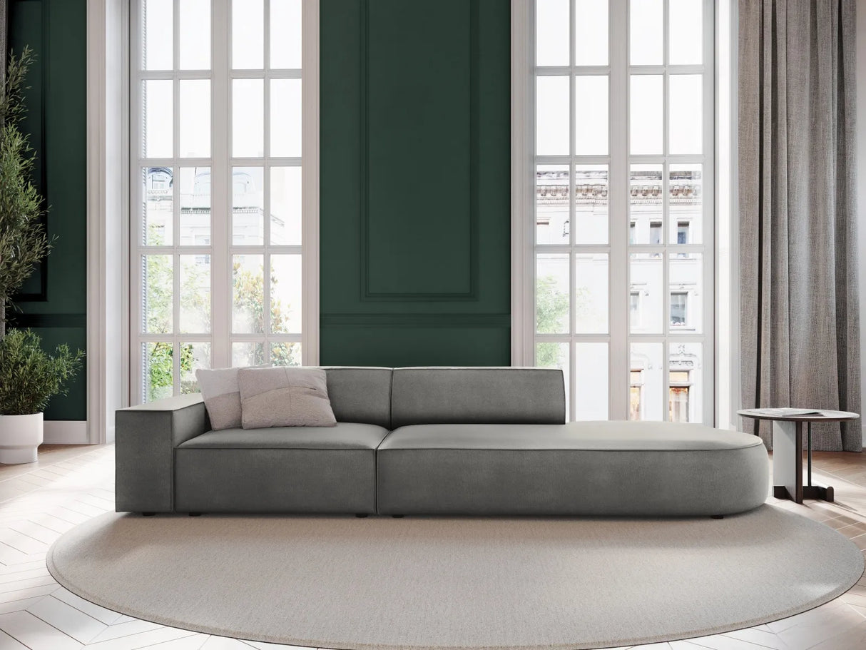 Jodie 3-Sitzer Sofa, Rechte Seite offen, rund, aus Samt (Blu13) in Hellgrau, 262x102 cm – Bild 2