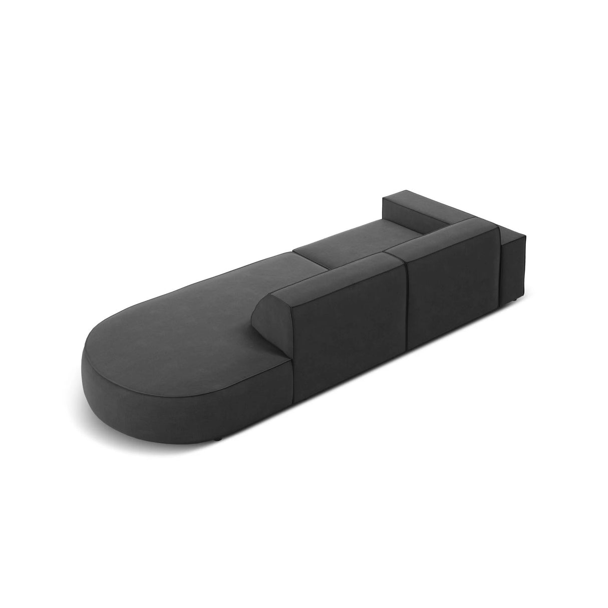 Jodie 3-Sitzer Sofa, Rechte Seite offen, rund, aus Samt (Blu14) in Grau, 262x102 cm – Bild 6