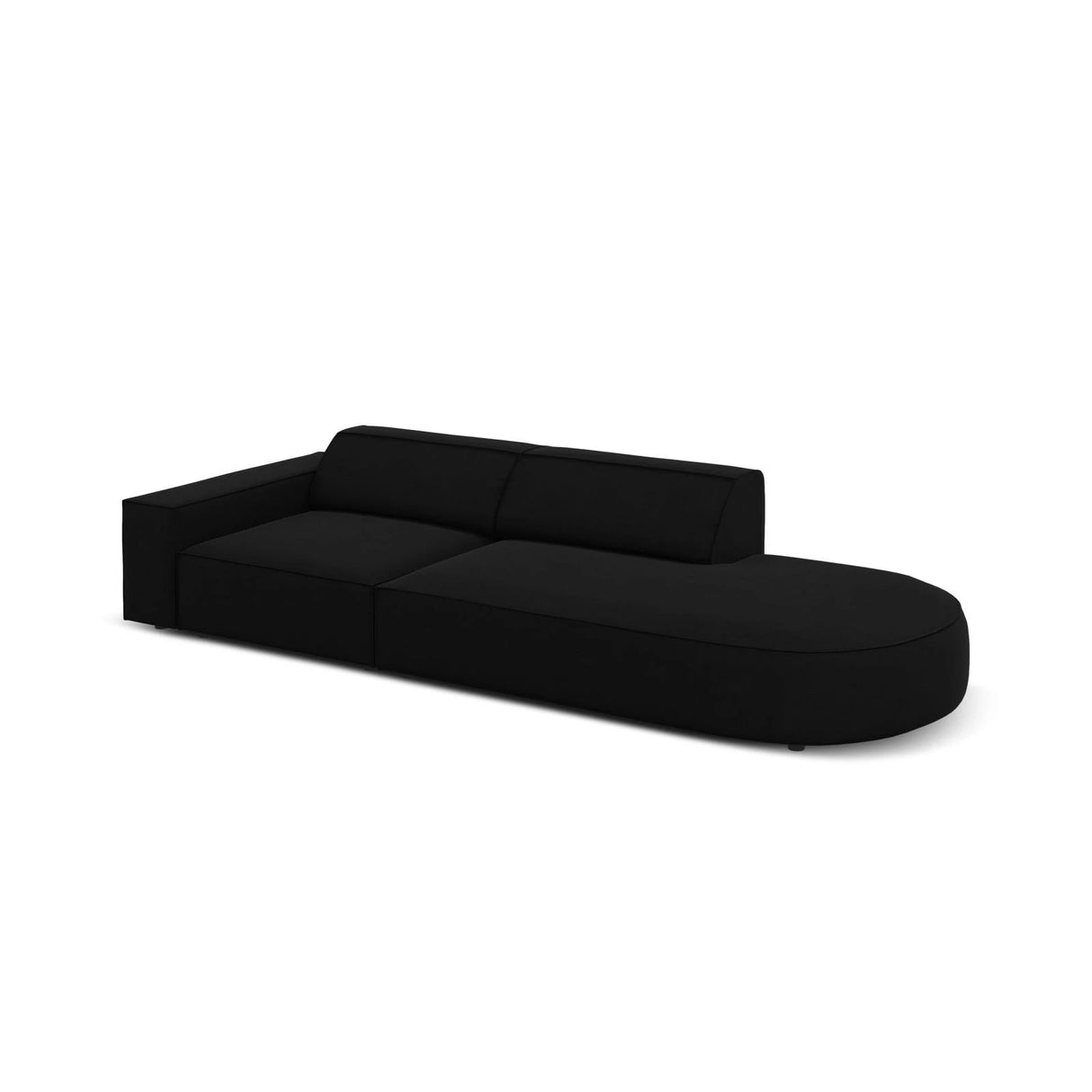 Jodie 3-Sitzer Sofa, Rechte Seite offen, rund, aus Samt (Blu19) in Schwarz, 262x102 cm – Bild 5