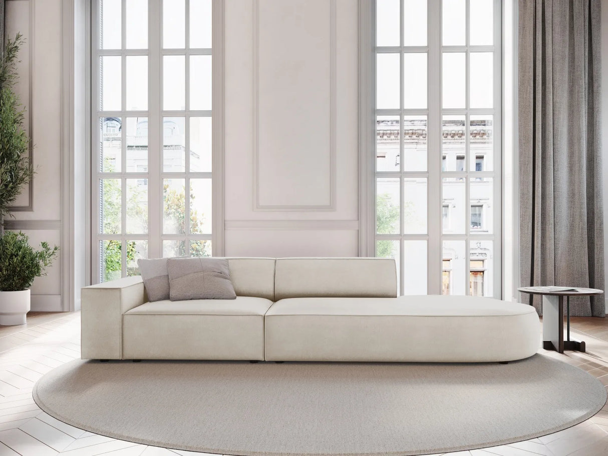 Jodie 3-Sitzer Sofa, Rechte Seite offen, rund, aus Samt (Blu30) in Dunkelbeige, 262x102 cm – Bild 2