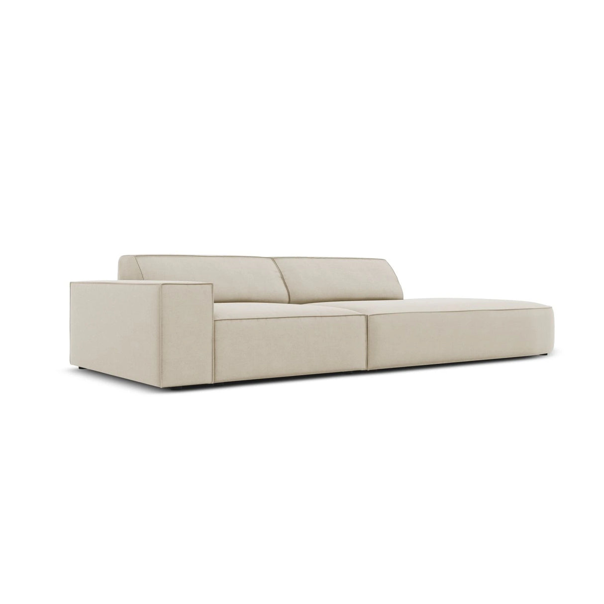 Jodie 3-Sitzer Sofa, Rechte Seite offen, rund, aus Samt (Blu30) in Dunkelbeige, 262x102 cm – Bild 4