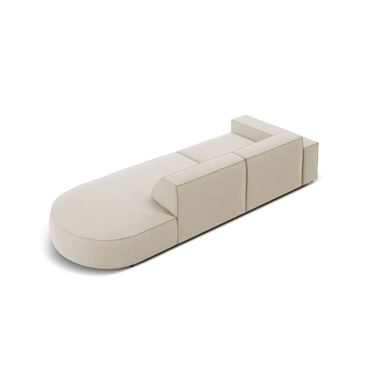 Jodie 3-Sitzer Sofa, Rechte Seite offen, rund, aus Samt (Blu30) in Dunkelbeige, 262x102 cm – Bild 6