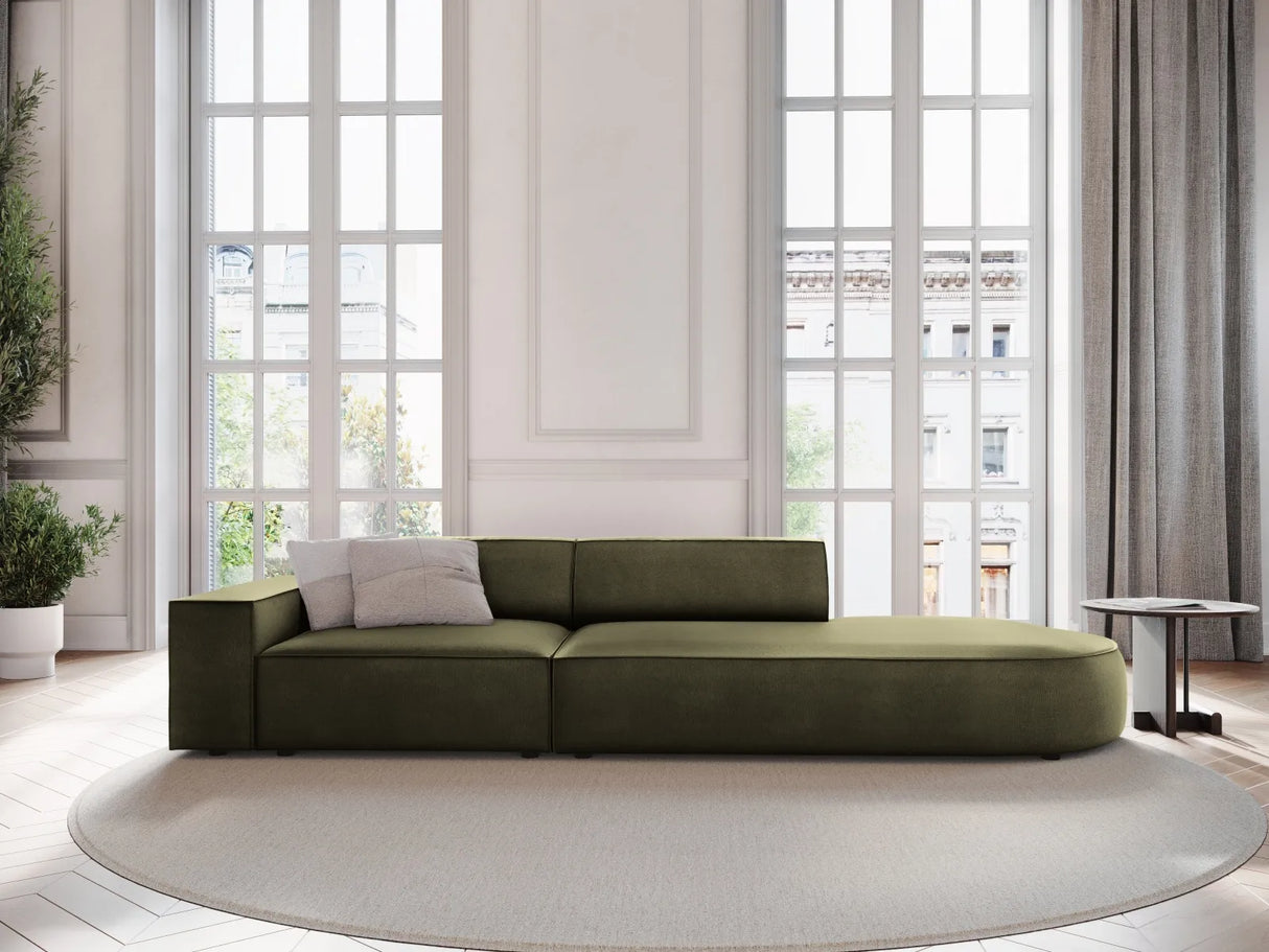 Jodie 3-Sitzer Sofa, Rechte Seite offen, rund, aus Samt (Blu77) in Grün, 262x102 cm – Bild 2