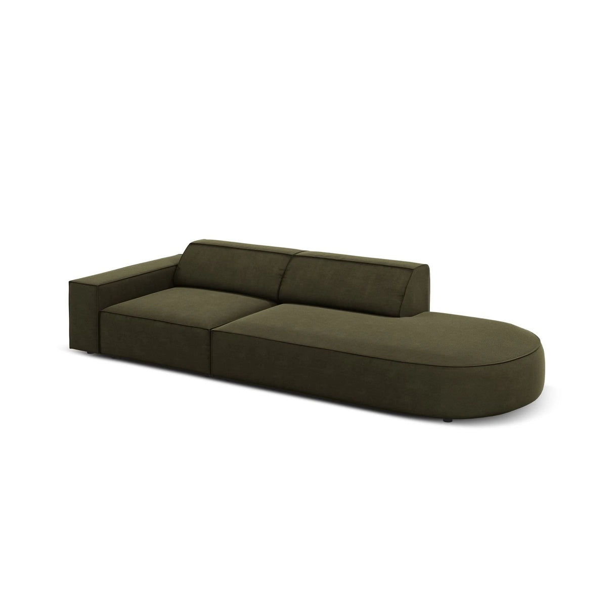 Jodie 3-Sitzer Sofa, Rechte Seite offen, rund, aus Samt (Blu77) in Grün, 262x102 cm – Bild 5