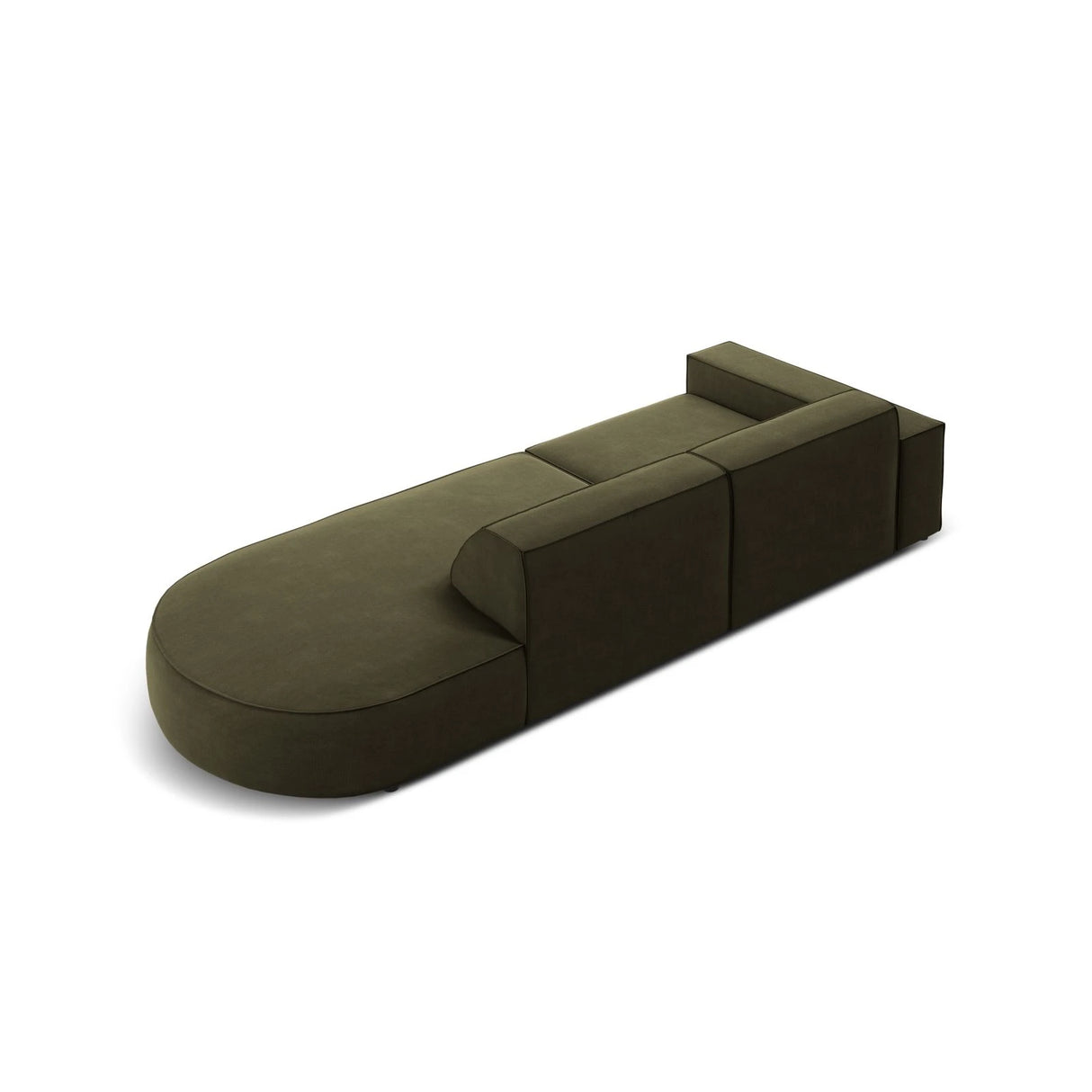 Jodie 3-Sitzer Sofa, Rechte Seite offen, rund, aus Samt (Blu77) in Grün, 262x102 cm – Bild 6