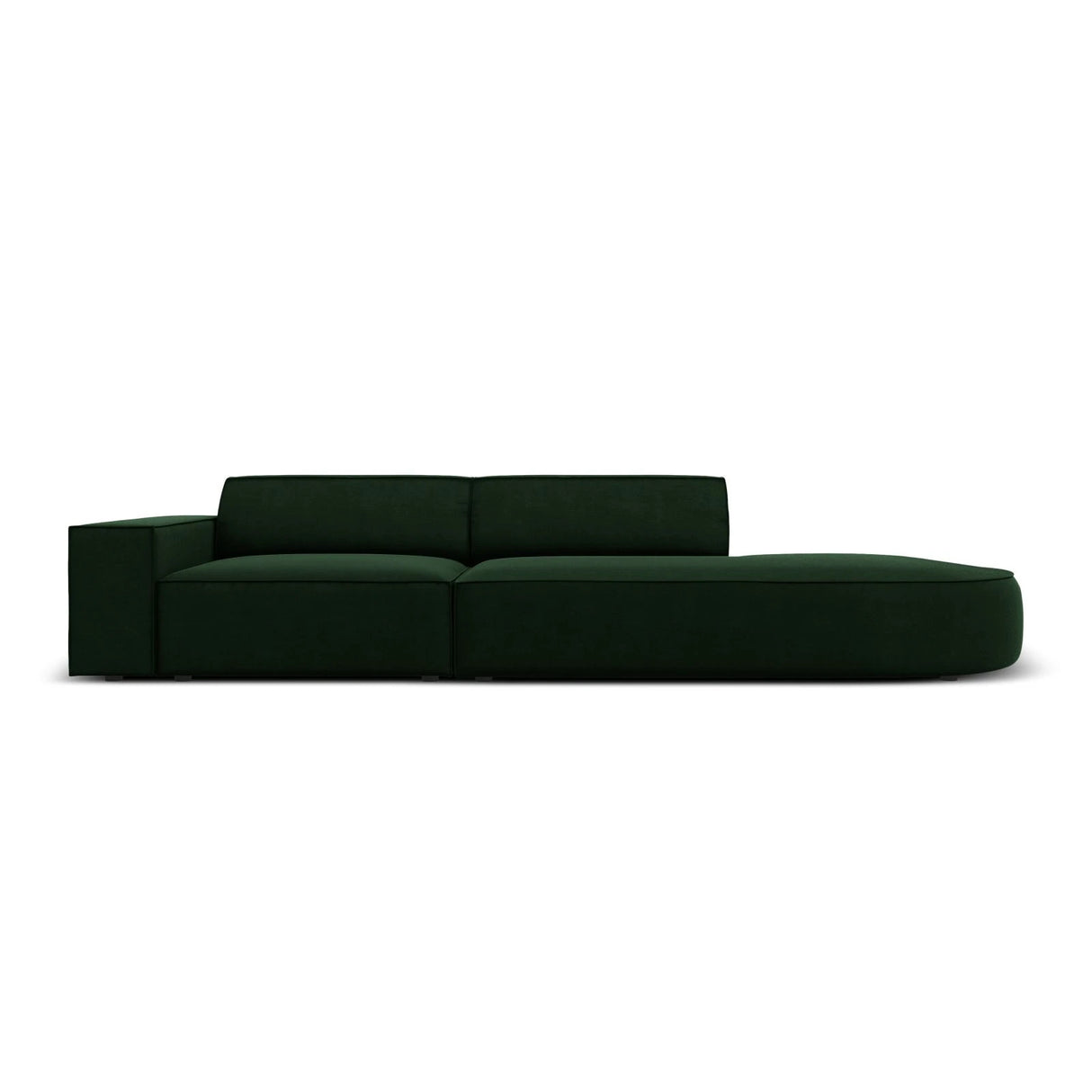 Jodie 3-Sitzer Sofa, Rechte Seite offen, rund, aus Samt (Blu78) in Flaschengrün, 262x102 cm – Bild 1
