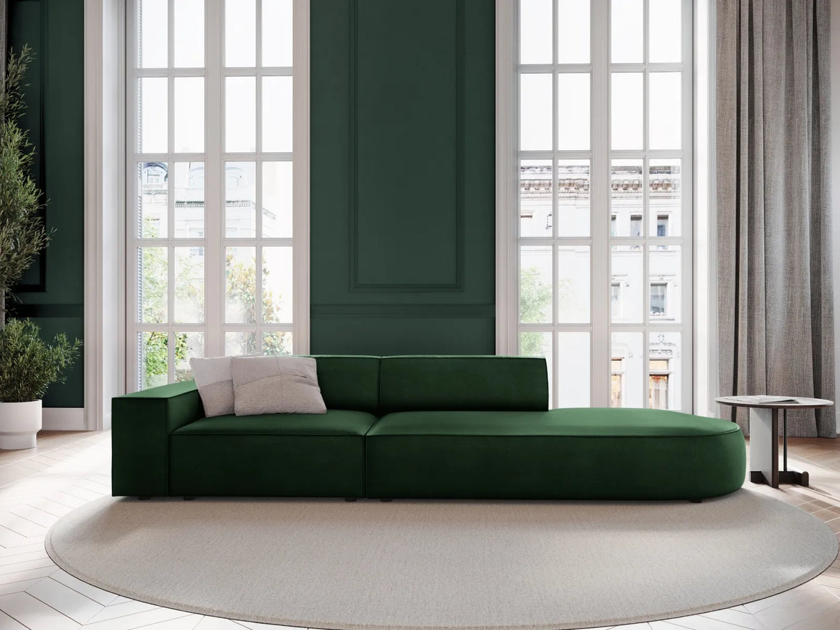 Jodie 3-Sitzer Sofa, Rechte Seite offen, rund, aus Samt (Blu78) in Flaschengrün, 262x102 cm – Bild 2