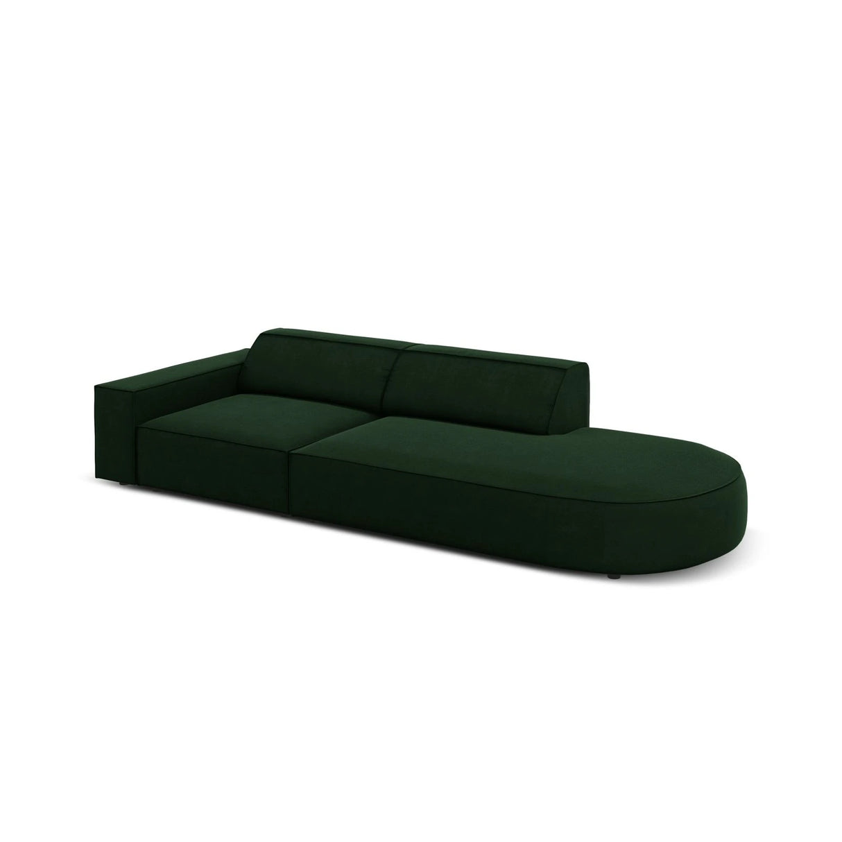 Jodie 3-Sitzer Sofa, Rechte Seite offen, rund, aus Samt (Blu78) in Flaschengrün, 262x102 cm – Bild 5