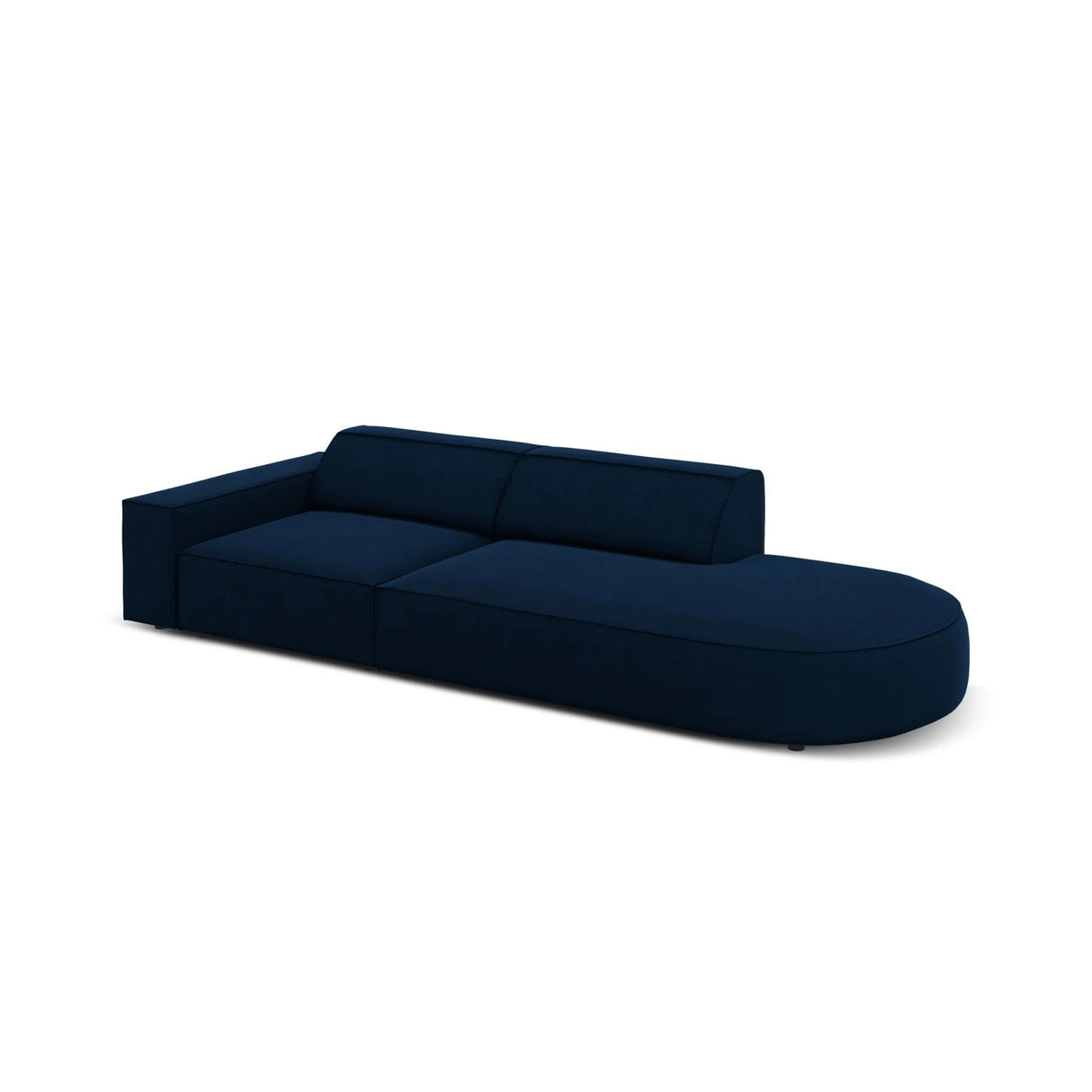 Jodie 3-Sitzer Sofa, Rechte Seite offen, rund, aus Samt (Blu86) in Königsblau, 262x102 cm – Bild 5