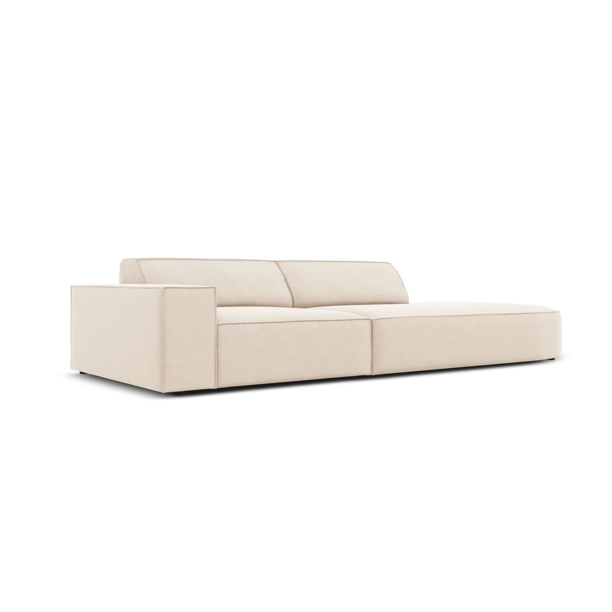 Jodie 3-Sitzer Sofa, Rechte Seite offen, rund, aus Samt oder Strukturstoff, 262x102 cm – Bild 4