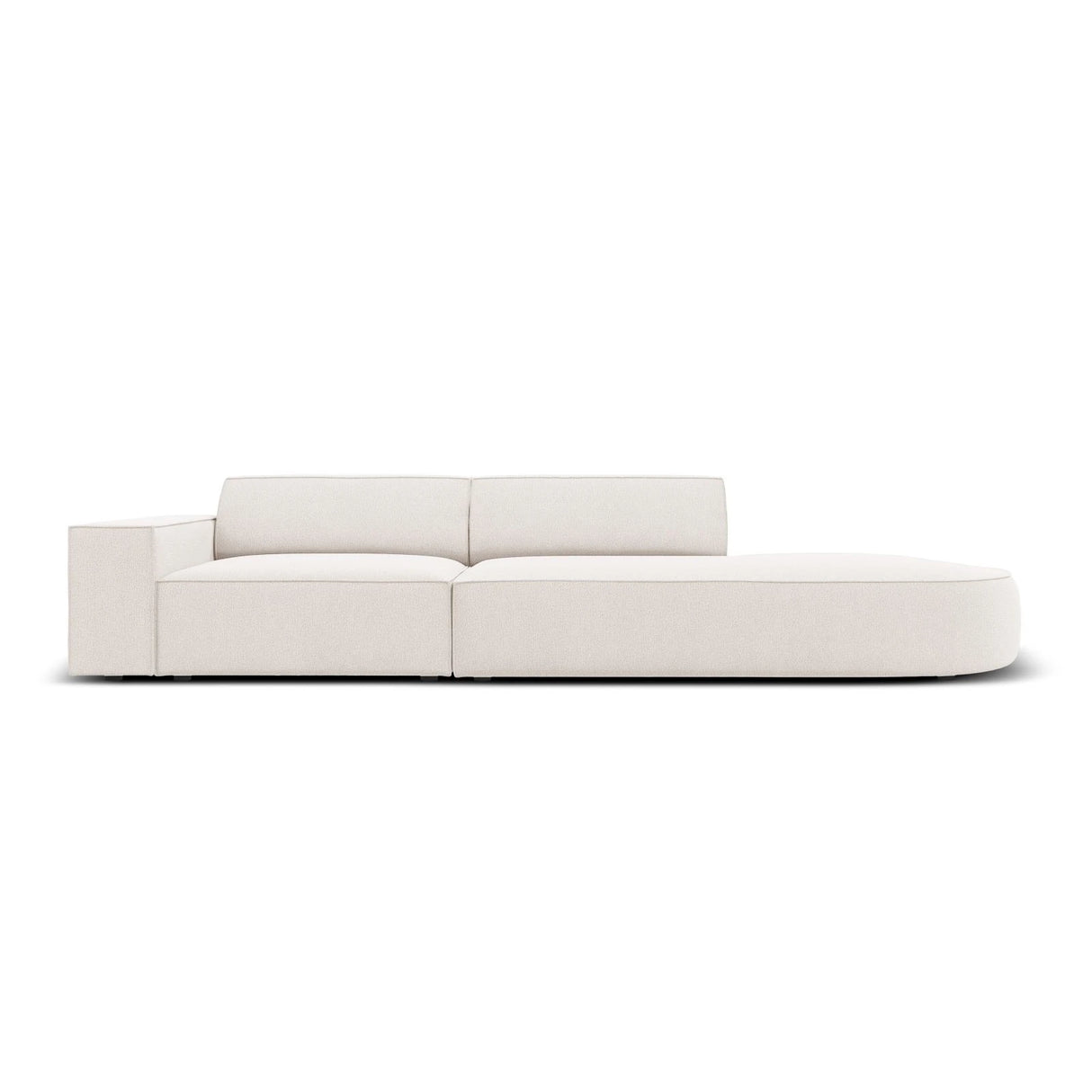 Jodie 3-Sitzer Sofa, Rechte Seite offen, rund, aus Strukturierter Stoff (Meg351) in Leichtes Beige, 262x102 cm – Bild 1