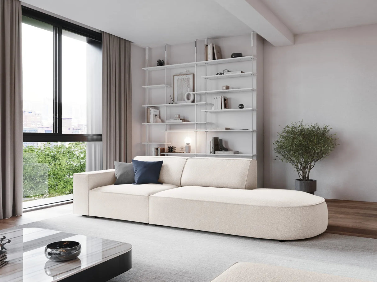 Jodie 3-Sitzer Sofa, Rechte Seite offen, rund, aus Strukturierter Stoff (Meg351) in Leichtes Beige, 262x102 cm – Bild 2