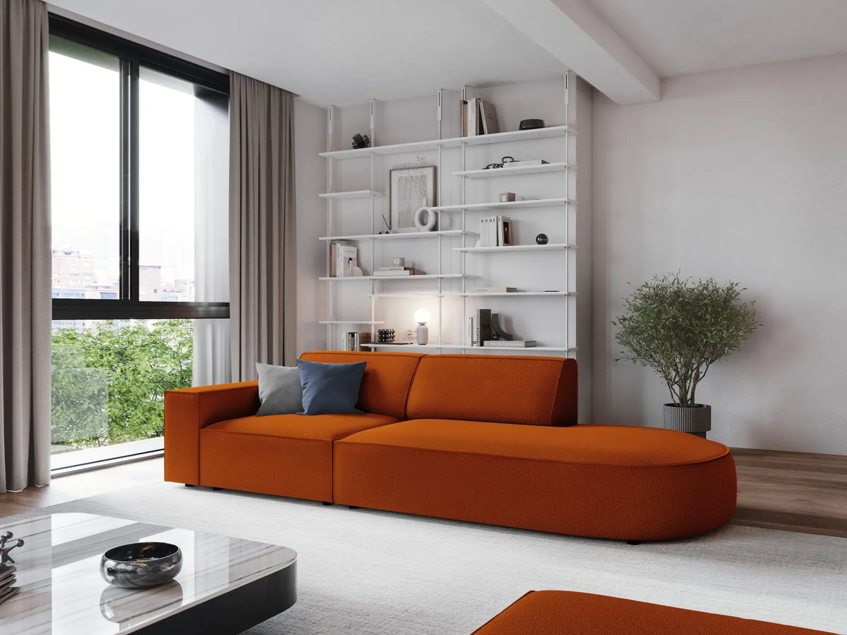 Jodie 3-Sitzer Sofa, Rechte Seite offen, rund, aus Strukturierter Stoff (Meg357) in Terrakotta, 262x102 cm – Bild 2