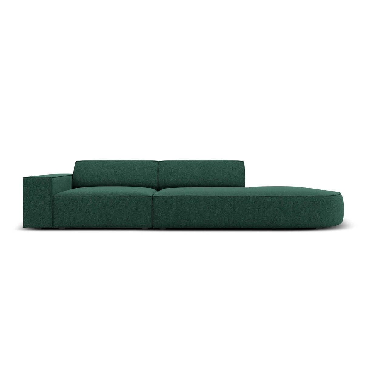 Jodie 3-Sitzer Sofa, Rechte Seite offen, rund, aus Strukturierter Stoff (Meg359) in Grün, 262x102 cm – Bild 1