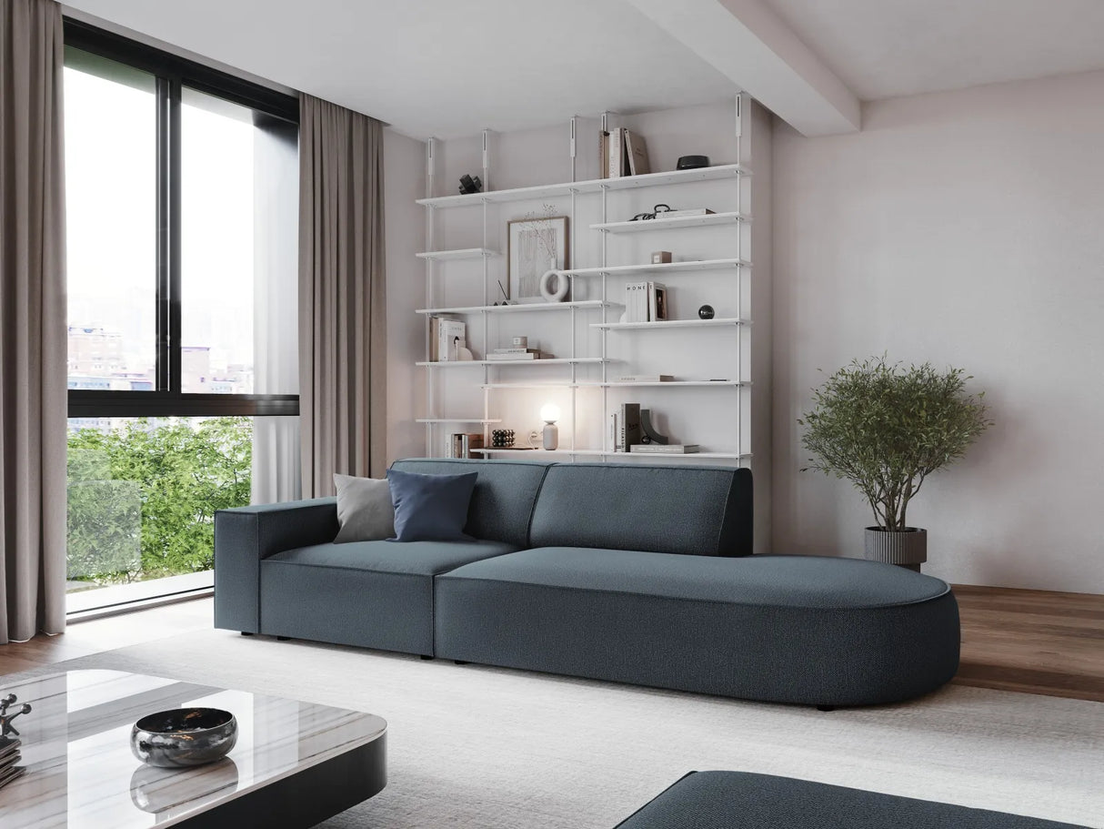Jodie 3-Sitzer Sofa, Rechte Seite offen, rund, aus Strukturierter Stoff (Meg361) in Blau, 262x102 cm – Bild 2