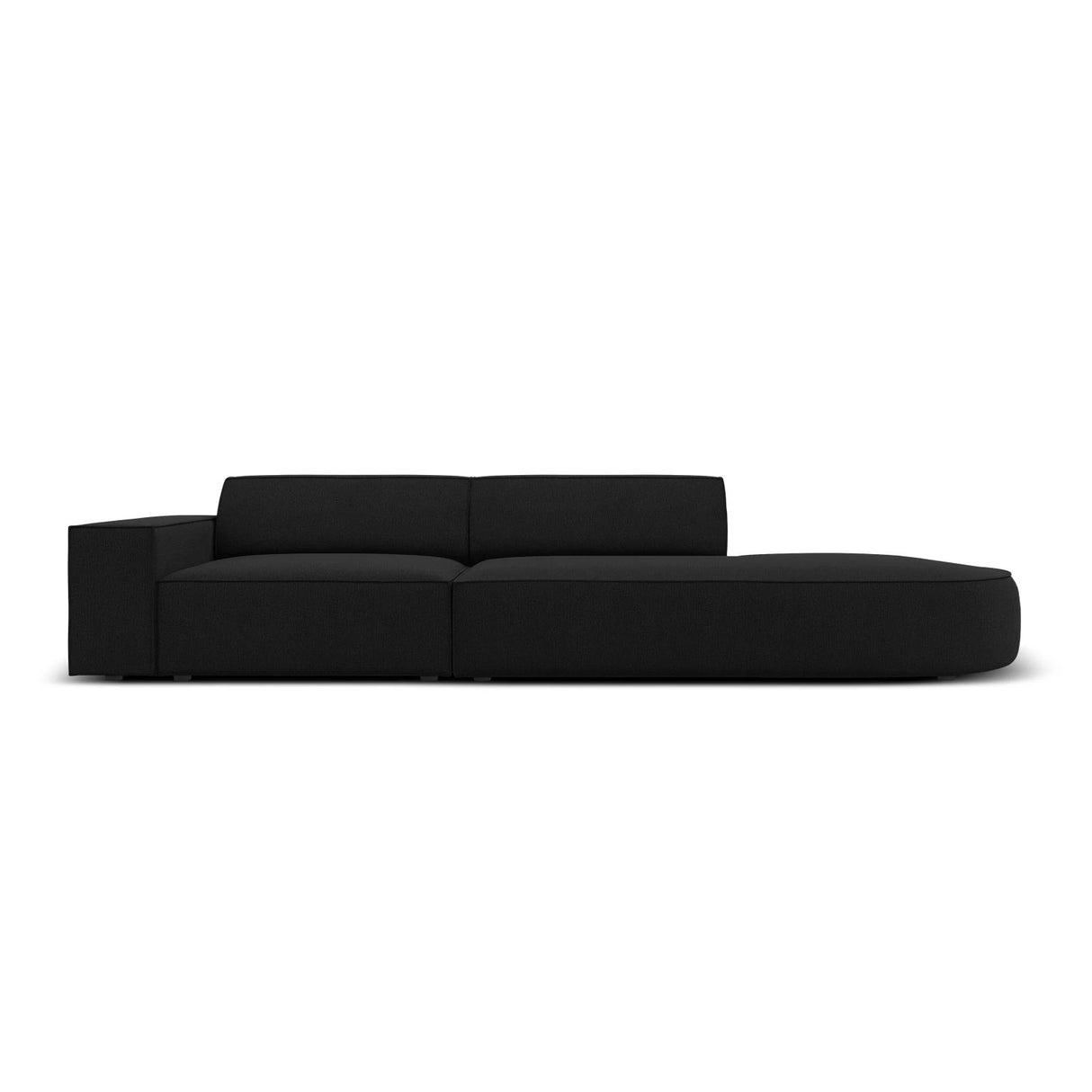 Jodie 3-Sitzer Sofa, Rechte Seite offen, rund, aus Strukturierter Stoff (Meg368) in Schwarz, 262x102 cm – Bild 1